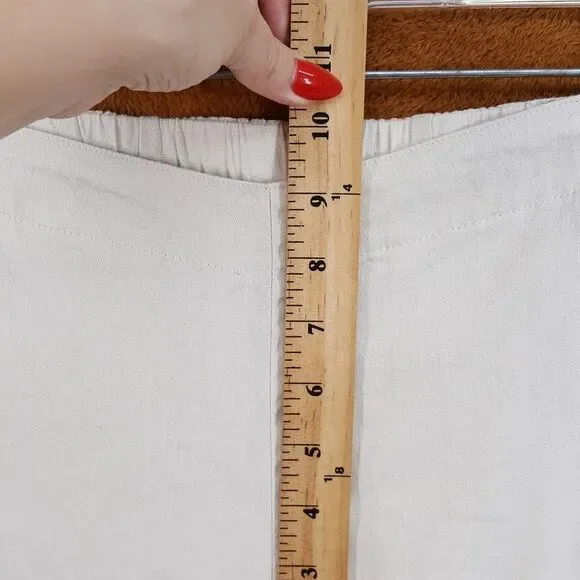 J. JILL Pants Womens Size 4 Tan Pull On Elastic Waist Straight Leg Linen Stretch - Picture 6 of 8